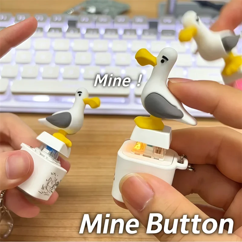 Mine Little Seagull Keycap Keychain Luminous Sounding Stress Relief Fidget Toy Bird USB Model Electronic Pendant Portable Gift