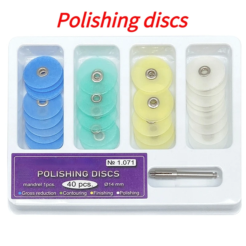 Discos de polimento dental com alças, resina de polimento Unglazed, folheados cerâmicos, Oral Care, 40 pcs por caixa