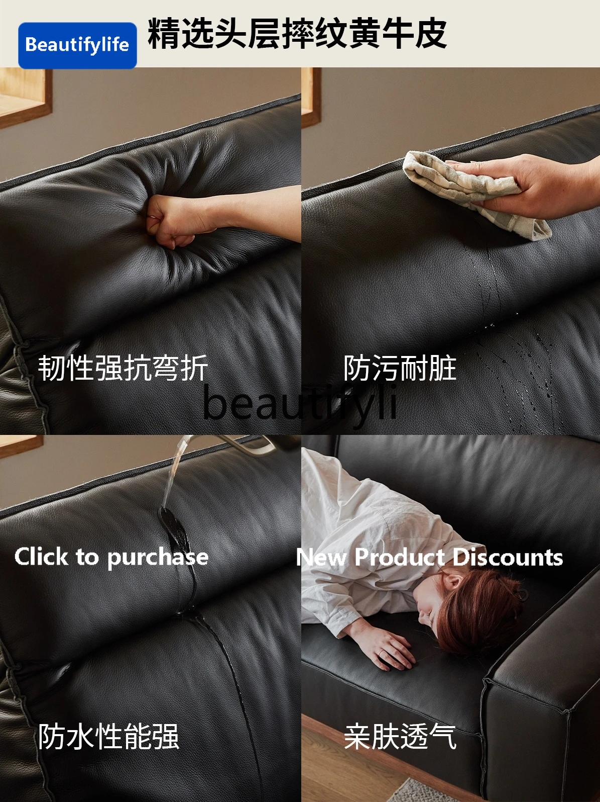 

Cqy Кожаный диван для маленькой квартиры, гостиной, прямой ряд, первый слой, диван из воловьей кожи, черный светлый роскошный простой кожаный диван