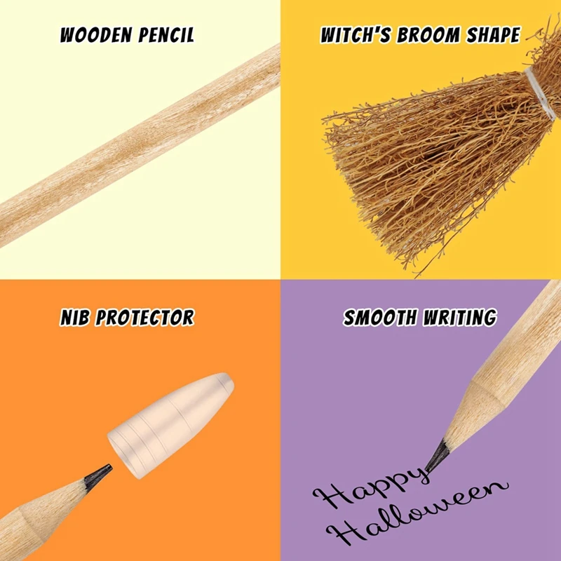 14 個の魔女ほうきスティック鉛筆ハロウィンウィザード杖鉛筆テーマグッズバッグフィラー