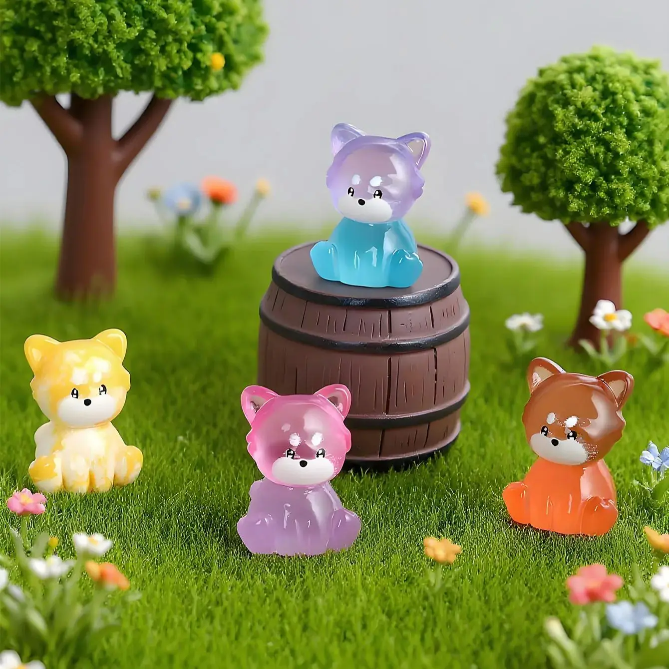 10/20 قطعة مضيئة صغيرة الراتنج الراكون توهج في الظلام الراكون الملونة الحيوانات الصغيرة أرقام حلية DIY بها بنفسك بوعاء النبات ديكور