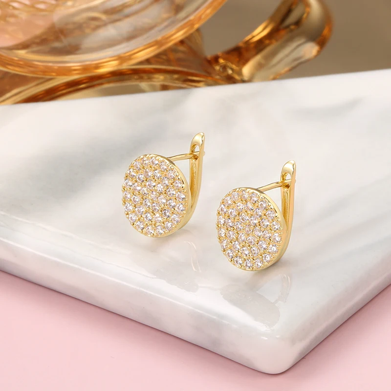 CAOSHI Chic Lady Hoop Earrings with Round Shape Design Shinning Jewelry for Daily Party Bright Zirconia Accessories for Women