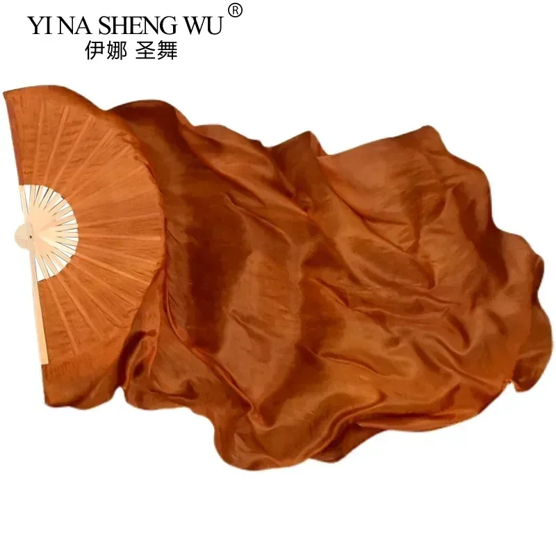 100% Silk Belly Dance Fan Hand Dye Women Church Praise Bellydance Competition Props Light Weight Flowy Long Silk Fans 1 pair