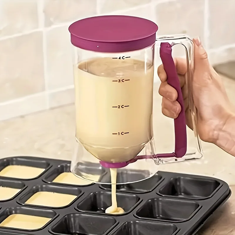 Dispensador de masa de 900ml, embudo graduado de mano, Dispensador de masa de pastelería para tortitas, Cupcakes y pasteles, 1 piezas