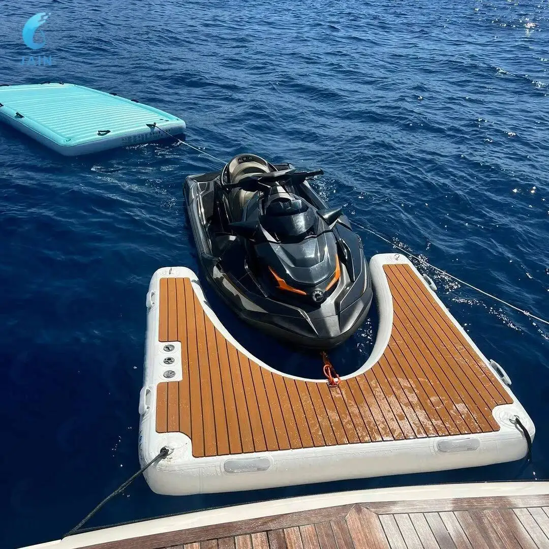 PVC Inflatable Pontoon Boat Ating Jet Ski Dock Platform Swimming Island For Sea-Lake