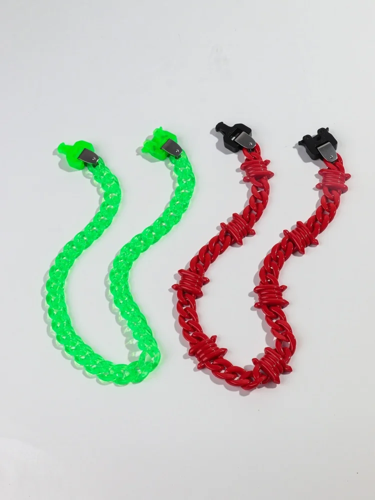 Neue Punk Acryl Dorn Kette Choker Halskette für Frauen Männer HipHop Spike Link Kette Schloss Anhänger Kragen Mode Schmuck Geschenke – Detail 6