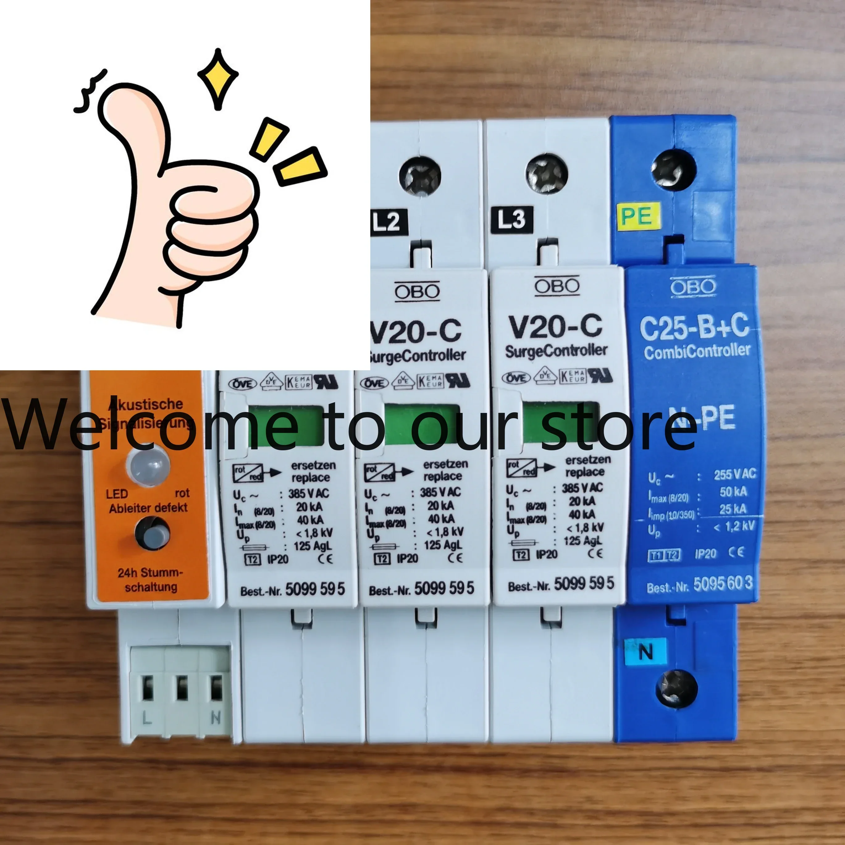 Nova Promoção V20-C U-3 + NPE-AS Protetor de Surto Alemão OBO 5096372 Protetor contra Raios Base