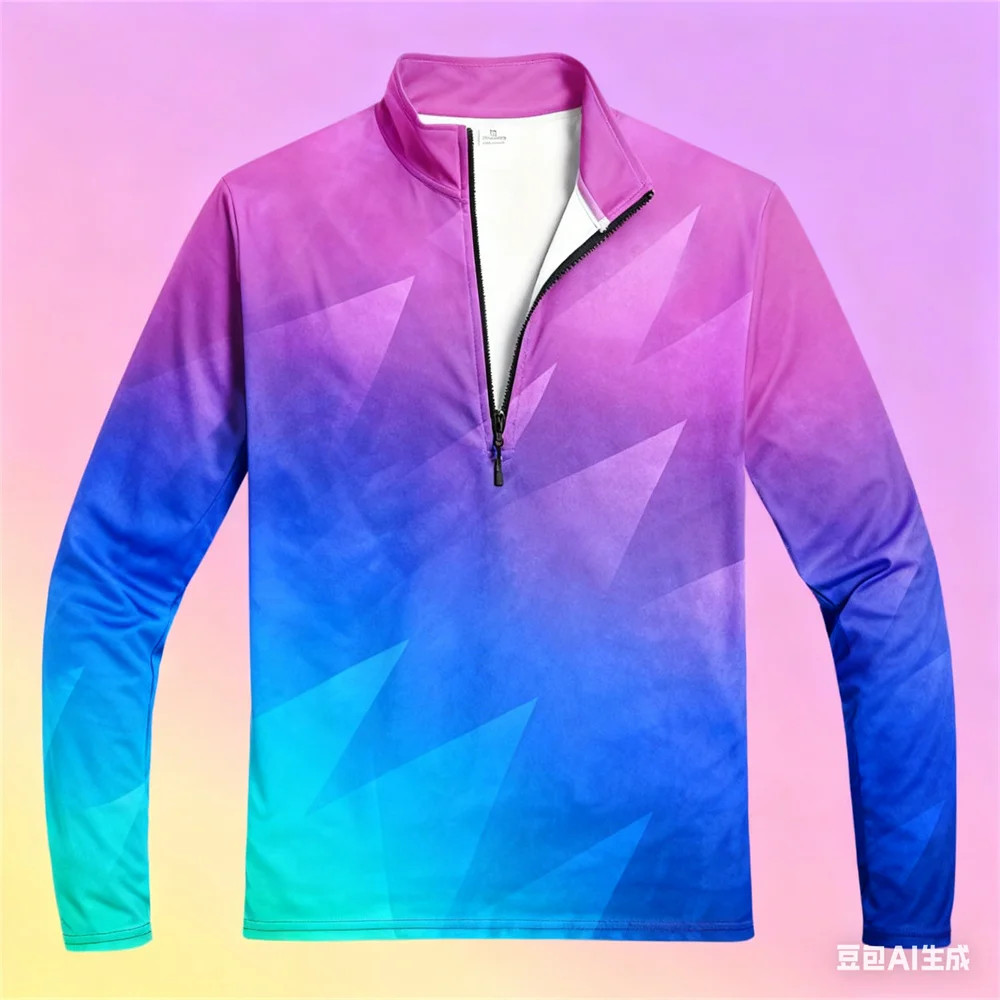 

3D Print Colorful Gradient Pattern Zip Sweatshirt Fashion Outdoor Casual Sports Long Sleeve Tops Men's Loose Comfortable Clothes
