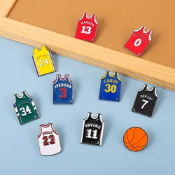 Creative Basketball Jersey Enamel Pins MVP Players Sportswear Brooch Jacket Backpack Badge Jewelry Accessories Gift for Friends