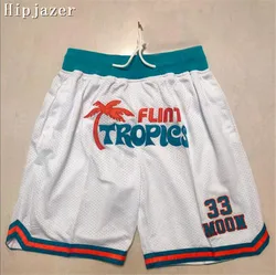 Men Movie Flint Tropics 33# Moon Embroidery  Hiphop Street   Basketball Shorts With Pocket Training Running Pants