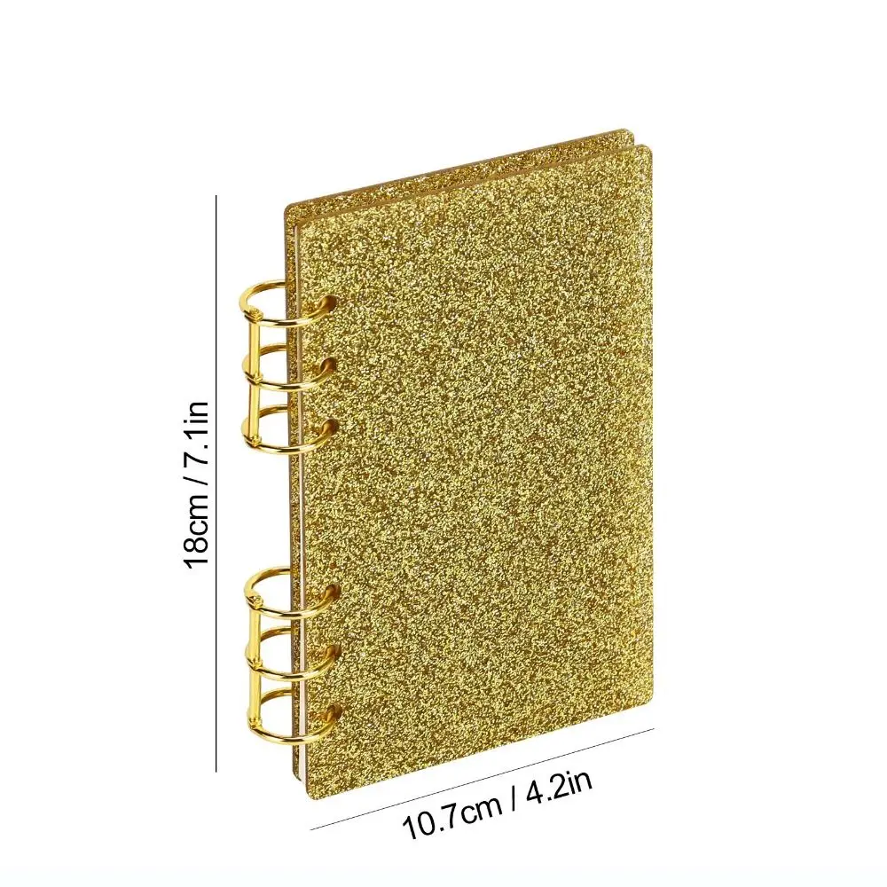Capa acrílica para caderno a6, pasta transparente com glitter, material de papelaria para escritório, capa para scrapbook, escola e escritório