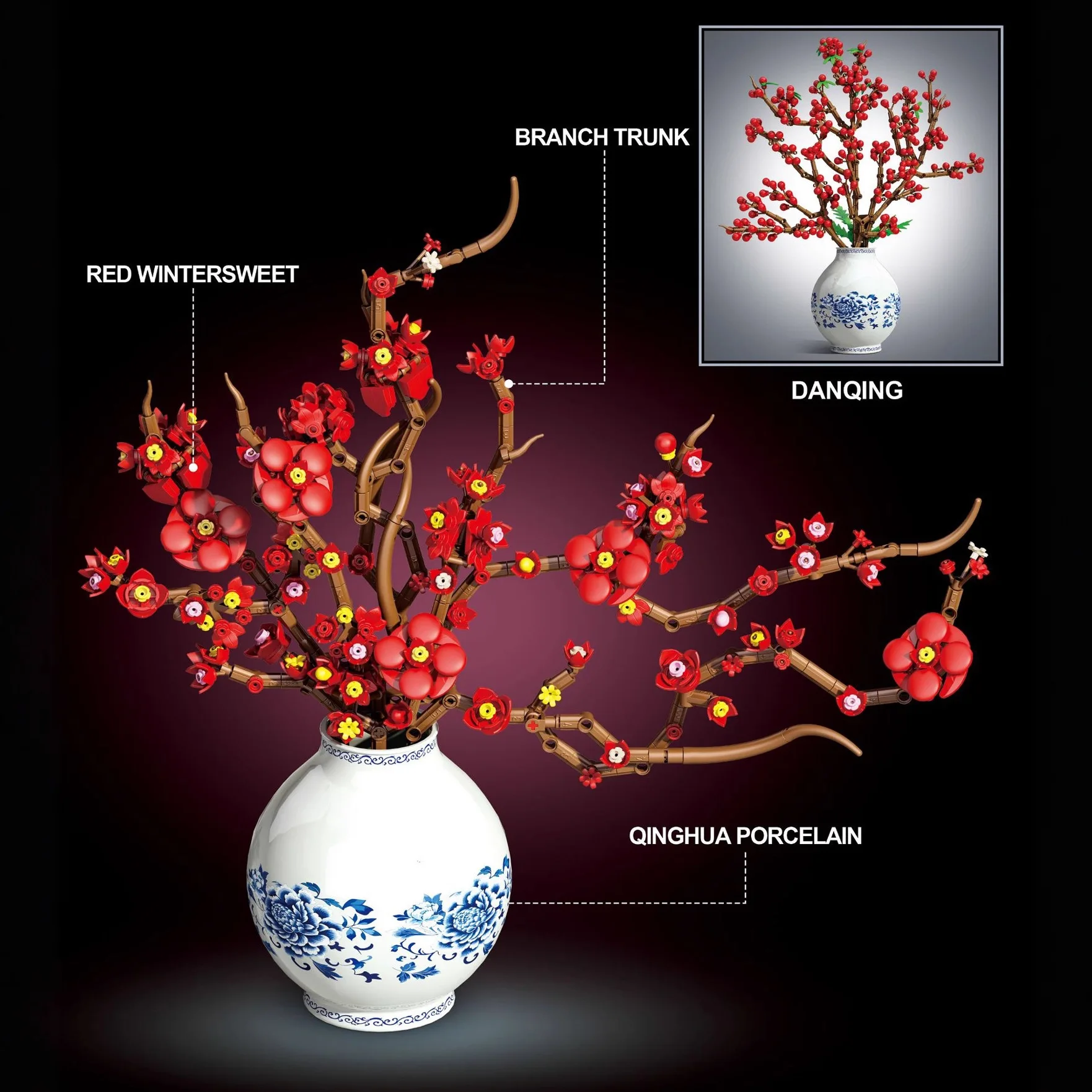Flor de ameixa vaso de plantas blocos de construção buquê modelo diy montagem brinquedo casa ornamento meninas presente do feriado dk3040 dk3033