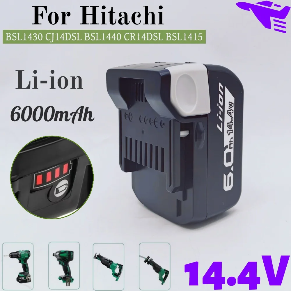 

Литий-ионный аккумулятор для электроинструмента Hitachi 14,4 В BSL1415 BSL1430 CJ14DSL BSL1440 330067 330068 330139 330557 6,0 Ач Аккумуляторы для инструментов