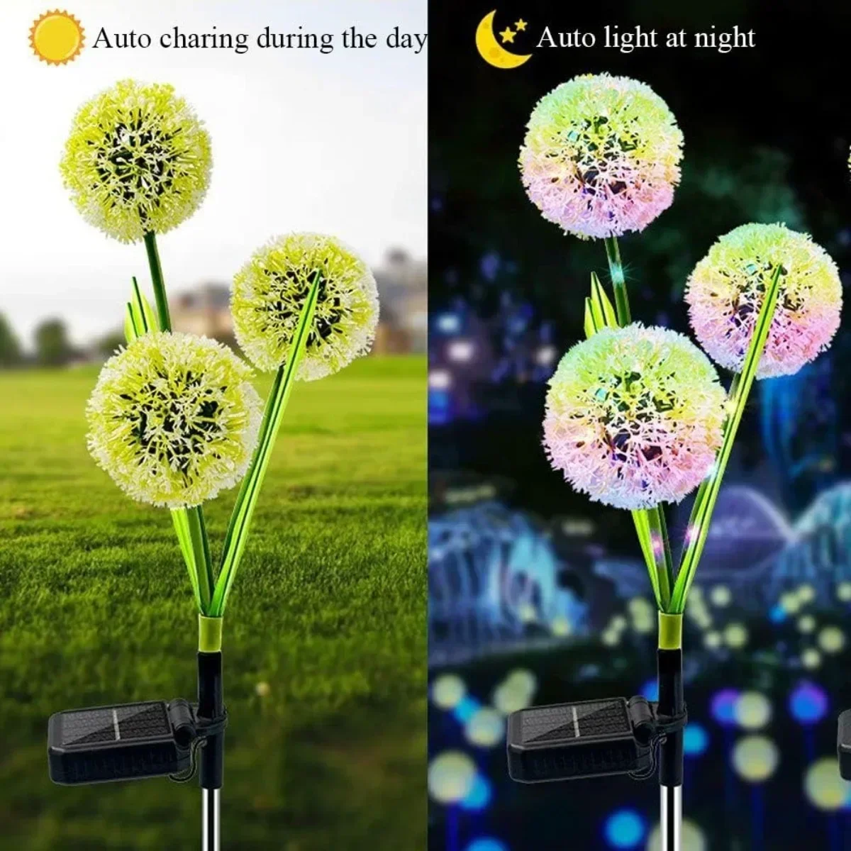 

1/2/4PCS LED Solar Dandelion Light String Lawn Light Ground Plug Dandelion Solar Colored Lamps Outdoor Decorative Light String