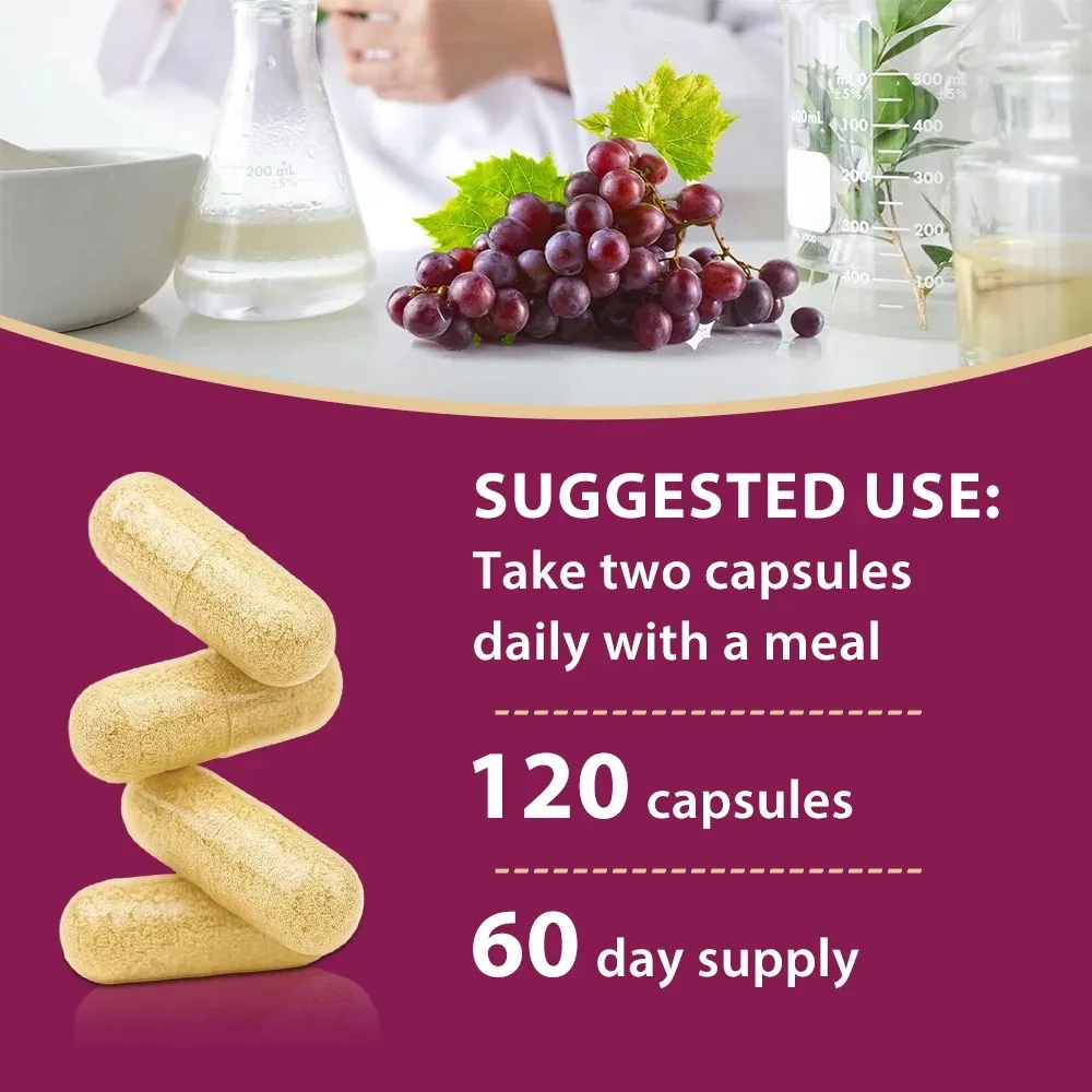 Resveratrol Capsules - Antioxidant Supplement To Support Circulatory Health and Overall Wellness, Non-GMO