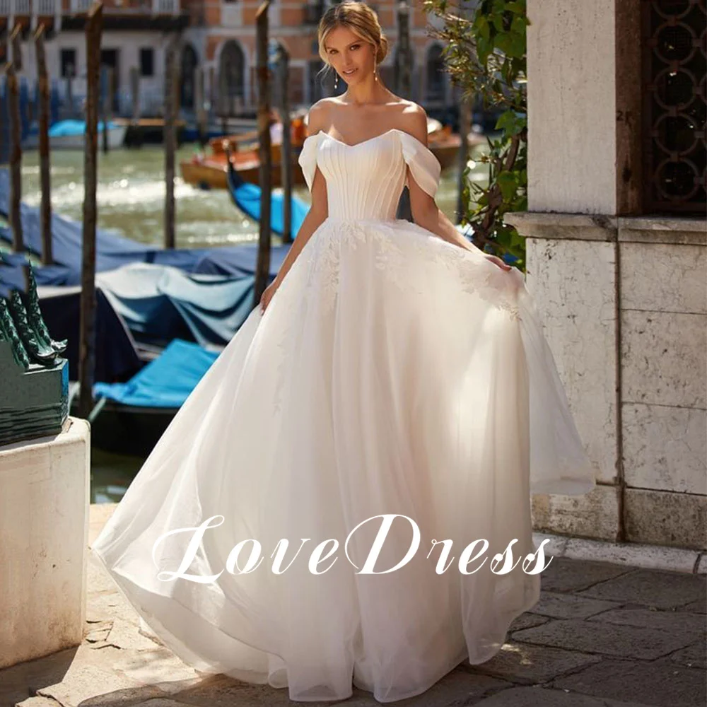 Lovedress-Vネックのウェディングドレス,台形のドレス,裸の肩,レースアップ,ホルター,ファッショナブルなウェディングドレス