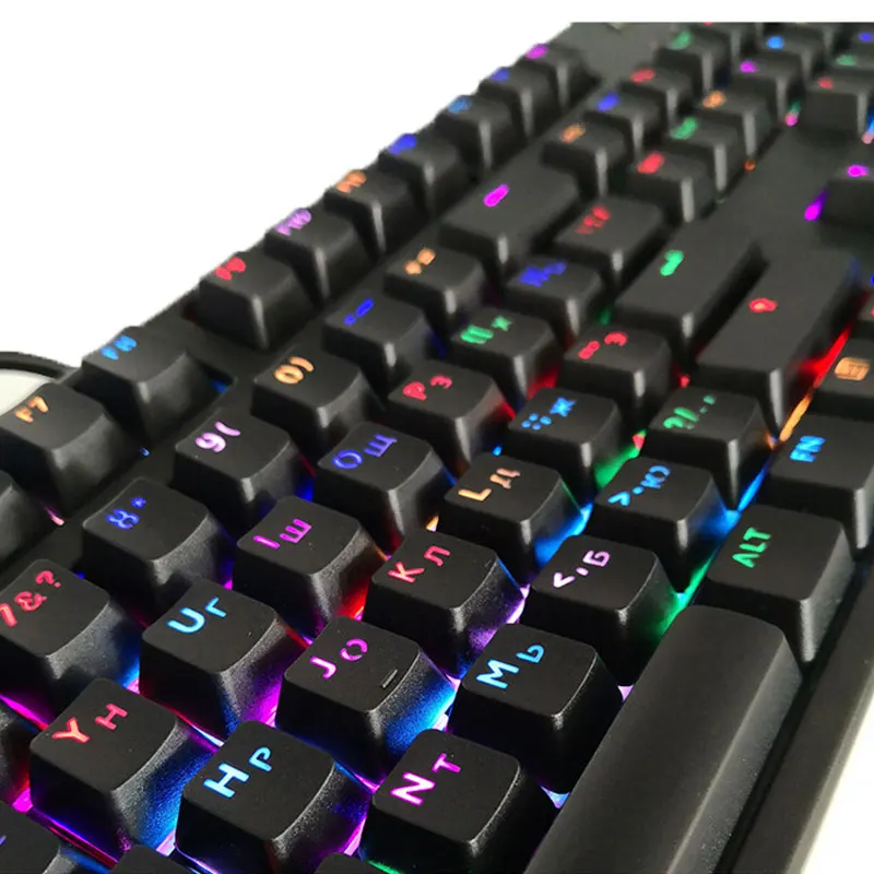 OEM Russian/French/Spanish/Korean/Abnt2 RGB Keycaps For Gaming Mechanical Keyboard Transparent ISO Layout Gamer Keyboard Keycaps