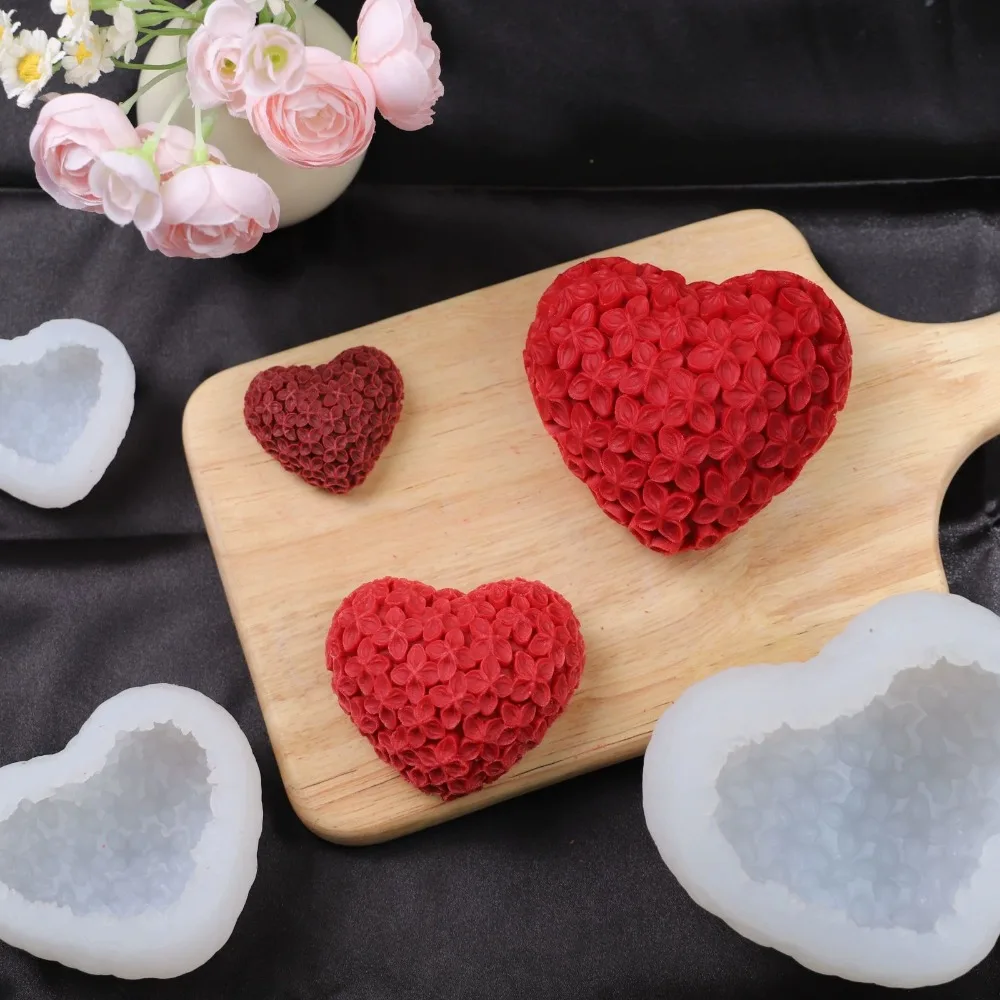 Nouveau thème d'amour Silicone bougie moule 3D amour fleur bricolage moule Kit résine coeur coeur savon moule saint valentin