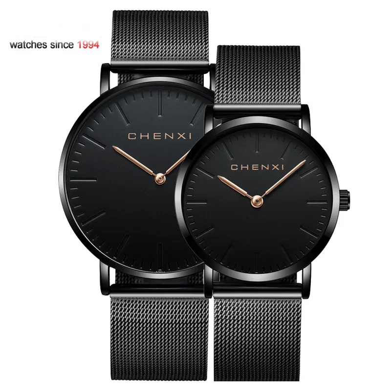 Watch Fashion Lovers Wristwatches Women Men Quartz Wristwatch Black Casual Mesh Strap Ultra Thin Watches часы женские