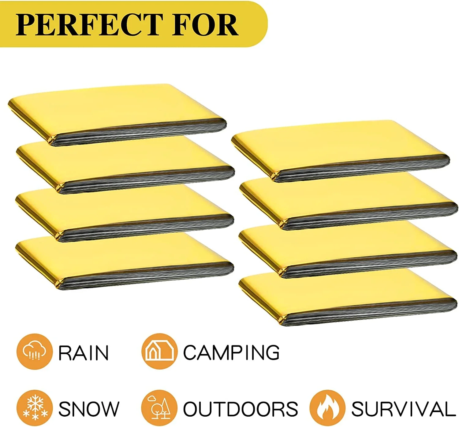 Outdoor Emergency Gold-Sliver Survival Blanket Waterproof First Aid Rescue Curtain Foil Thermal Military Blanket130X210Cm（GOLD）