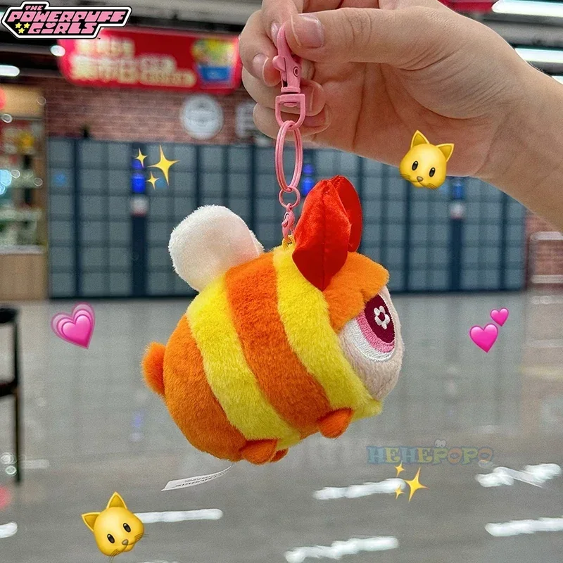 8cm Bee Blossom Bubbles Buttercup The Powerpuff Girl Cute Cartoon Plush Doll Keychain Kawaii Toy Backpack Pendant Lovely Gift