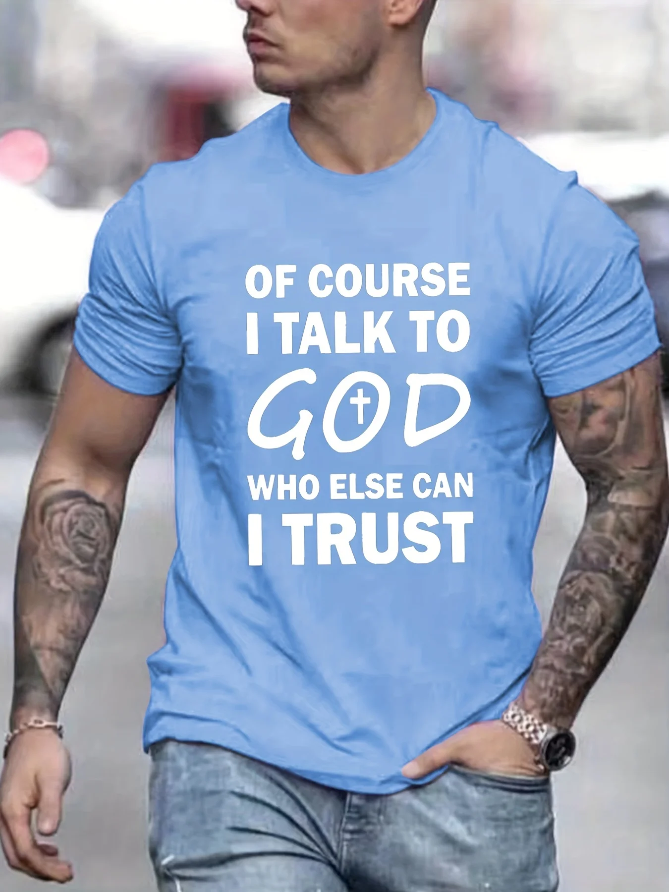 Talk To God Jesus T Shirt Print Tees for Casual Short Sleeve for Summer Spring Fall Oversized Tops As Gifts - Image 4
