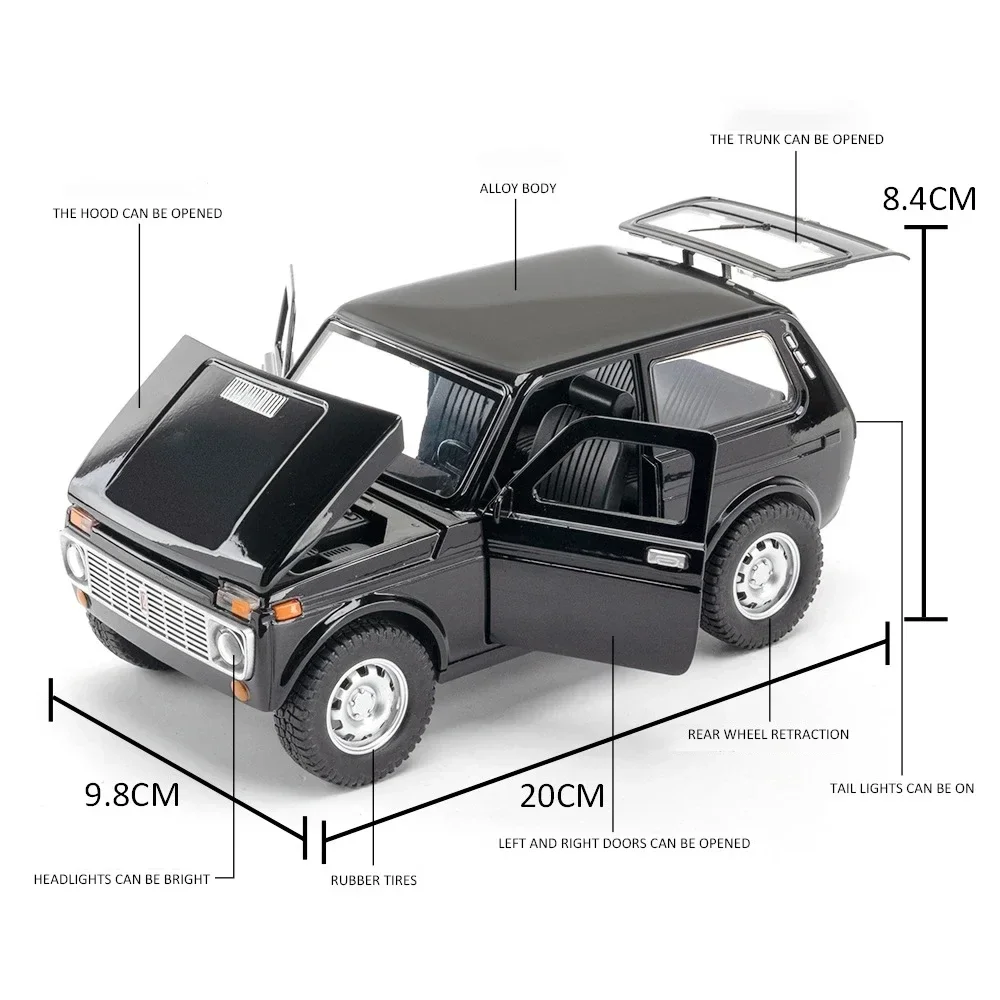 1:18 LADA NIVA Classic Car Model Alloy Car Diecasts Metal Toy Vehicles Car Model Simulation Sound and Light Collection Gift Boys