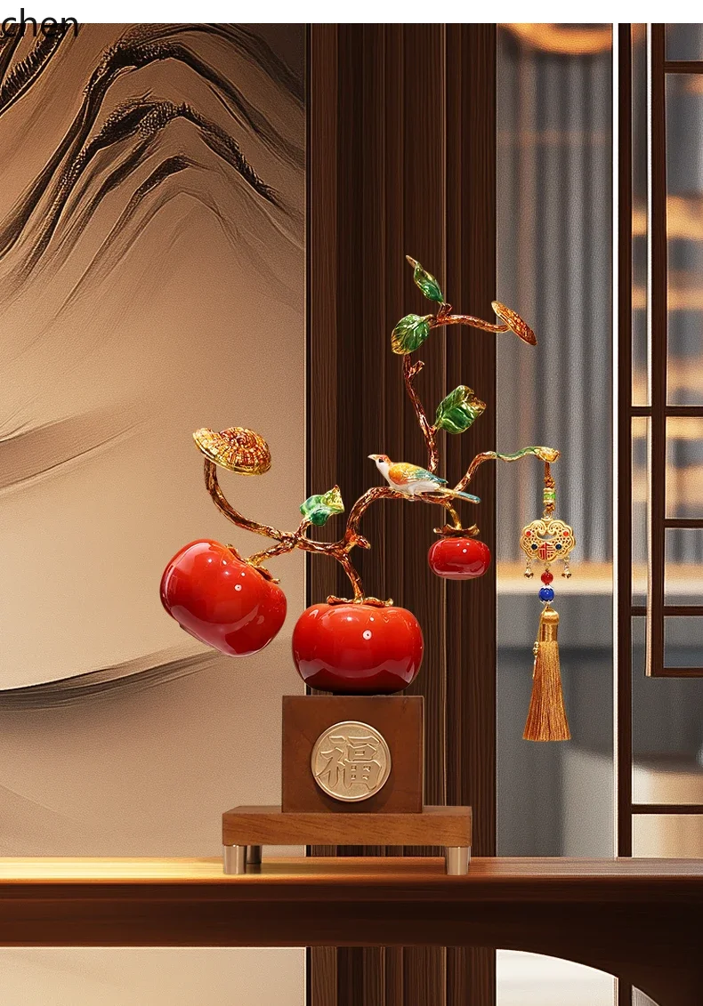 DSACeramic Ornament Lucky Persimmon Announcement Living Room TV Cabinet Wine Cabinet Decoration