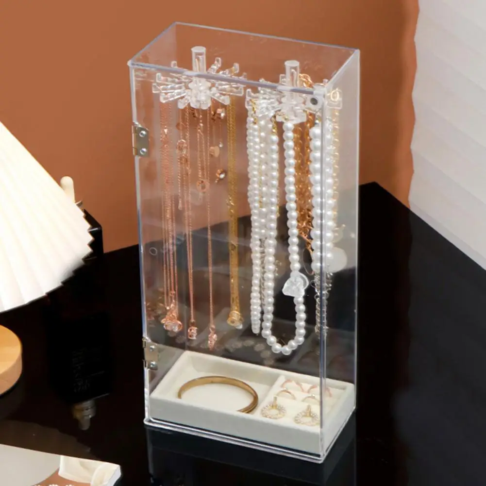 Necklace Holder Necklace Storage Solution Rotatable Jewelry Rack Organizer with Capacity Dustproof Design for Earrings Necklaces