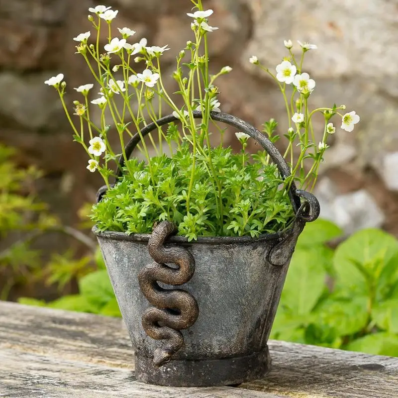 1Pc Upside-Down Snake Resin Sculpture Garden Home Plant Pot Ornament Realistic Animals Figurines Household Decor