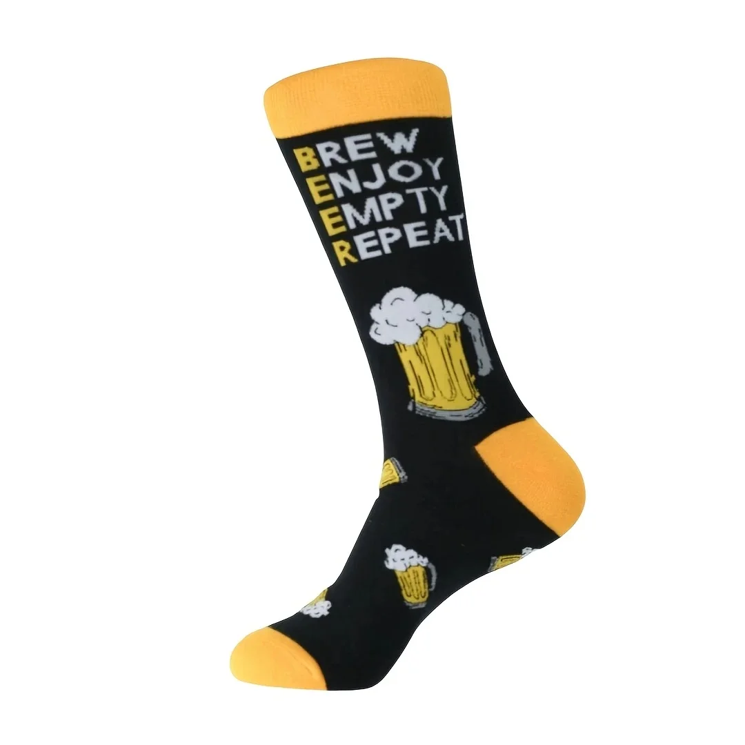 زوج واحد من الجوارب الزجاجية للبيرة السوداء، جوارب رجالية مبتكرة ومريحة وقابلة للتنفس، مثالية لمحبي البيرة، وإكسسوارات البيرة