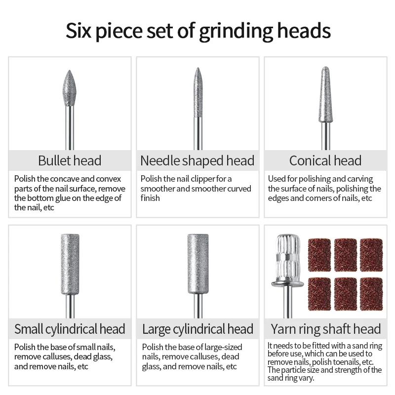 Máquina de broca de unhas com baixo ruído portátil máquina de broca de unhas recarregável lixadeira de unhas para ferramenta de salão de manicure