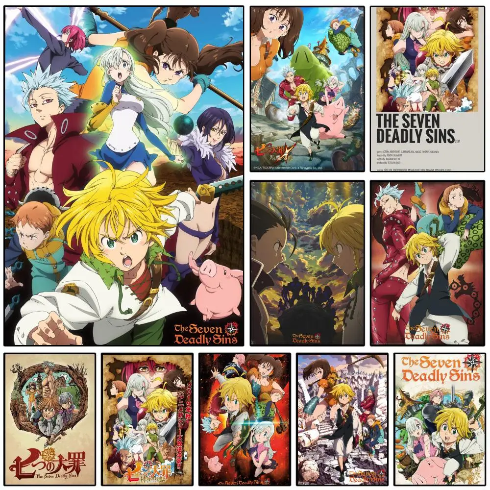 Póster de la tercera temporada de The Seven D-Deadly S-Sin, póster de pared autoadhesivo impermeable para dormitorio, habitación, vida familiar, mascotas, Anime