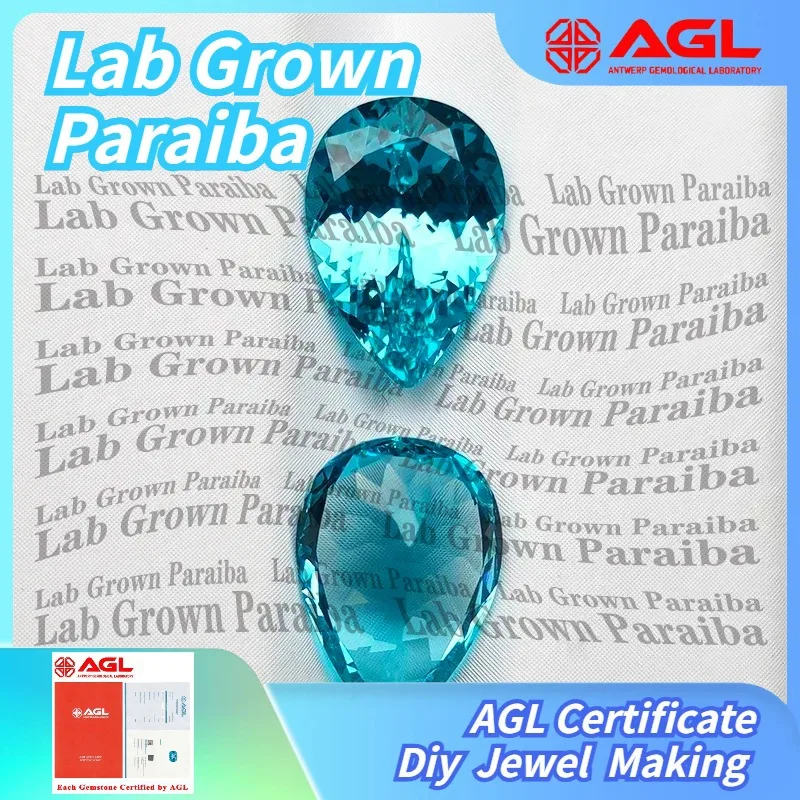 

Lab Grown Paraiba Gemstone Pear Shape VVS1 for Charms DIY Jewelry Making Pendant Bracelet Craft Supplies AGL Certified Lab