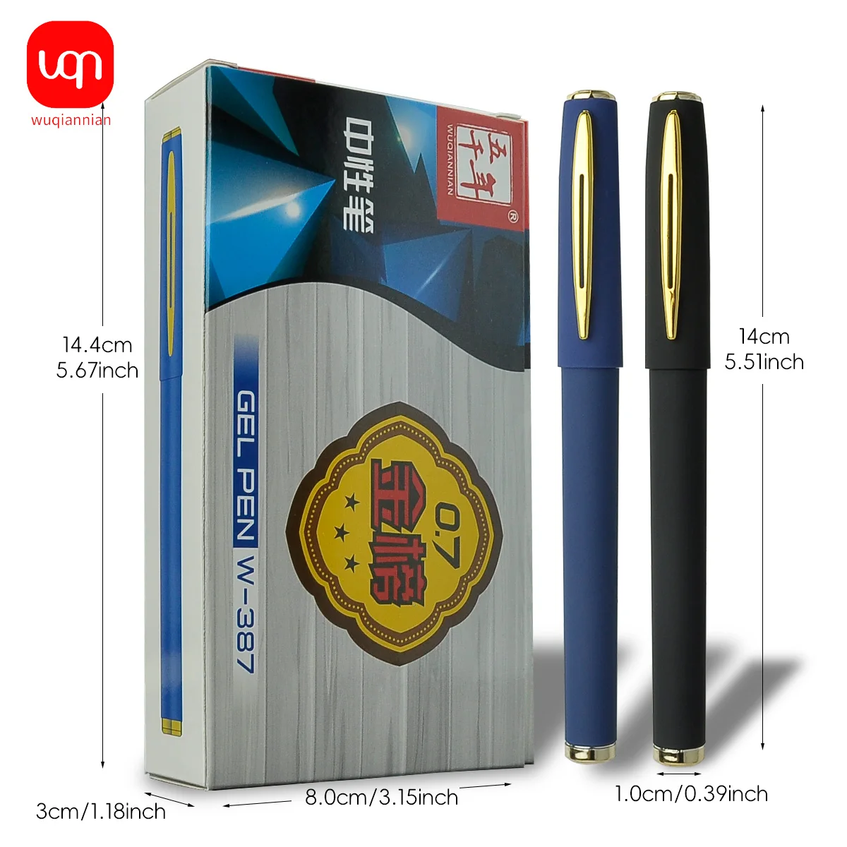 WQN Simple Blue Matte Gel Pen 0.7mm Neutral pen Quick dry smooth writing Large capacity refill Study and office supplies 3/6pcs