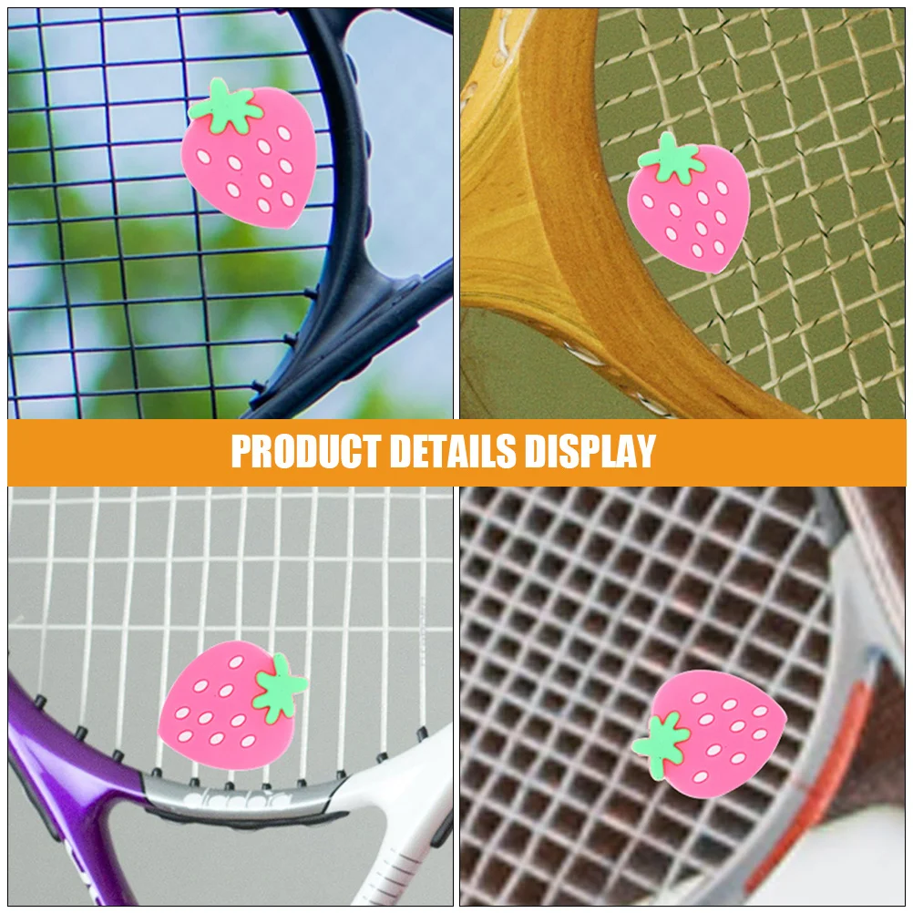 5 قطعة مُخفف التنس سيليكون الفراولة شكل ممتص الصدمات سهلة التركيب الاهتزاز المرطب مضرب تنس ملحق #1