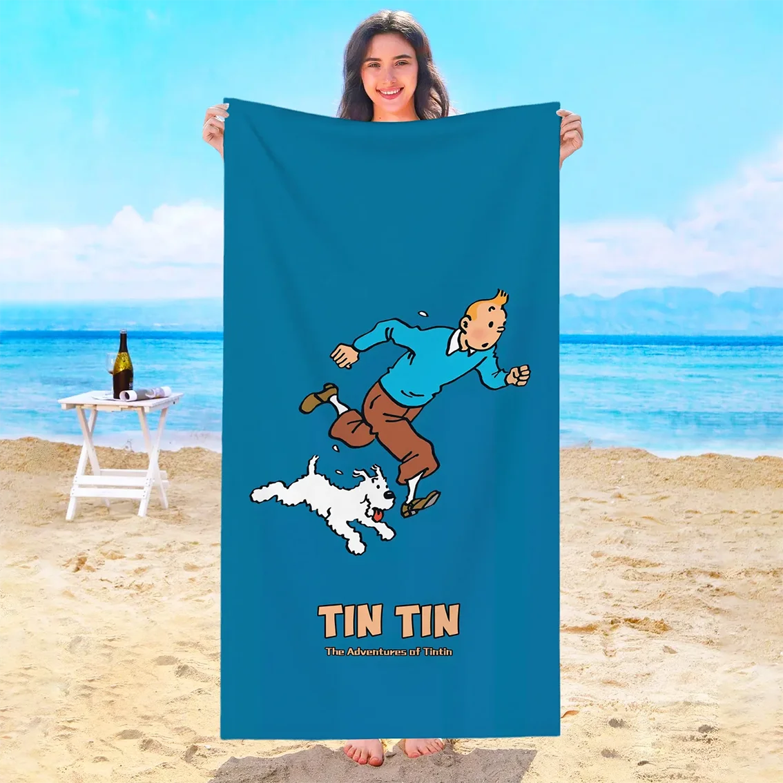 Las aventuras de Tintins Toalla de Playa Hotel Toallas Baño Bebé Viajes Piscina Spa para el hogar Sauna Playa Baño Microfibra