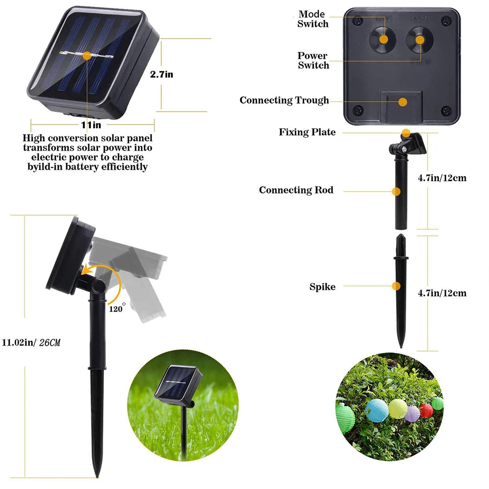 3.5M Lantern String Lights Outdoor Solar Powered Lamp Christmas Decor String Light 10 LEDS Lights For Backyard Tree Garden Party