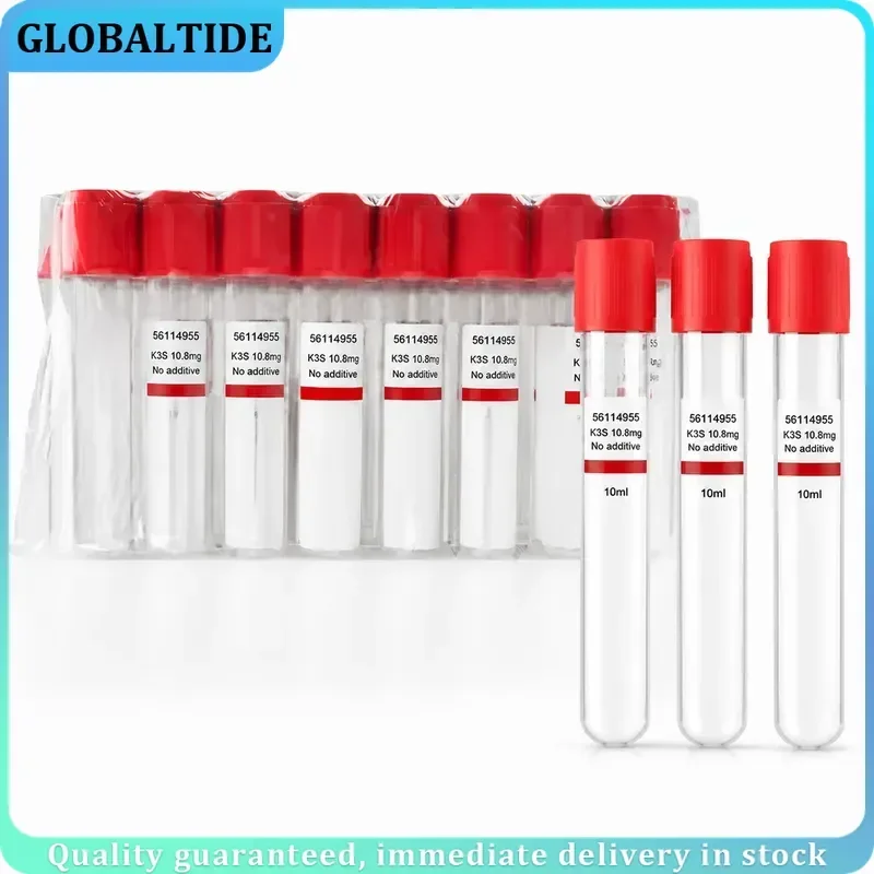 100pcs 3ml 5ml 10ml Disposable Vacuum Blood Collection Tube Plain Red Tube Without Additive for PRF Laboratory Consumables
