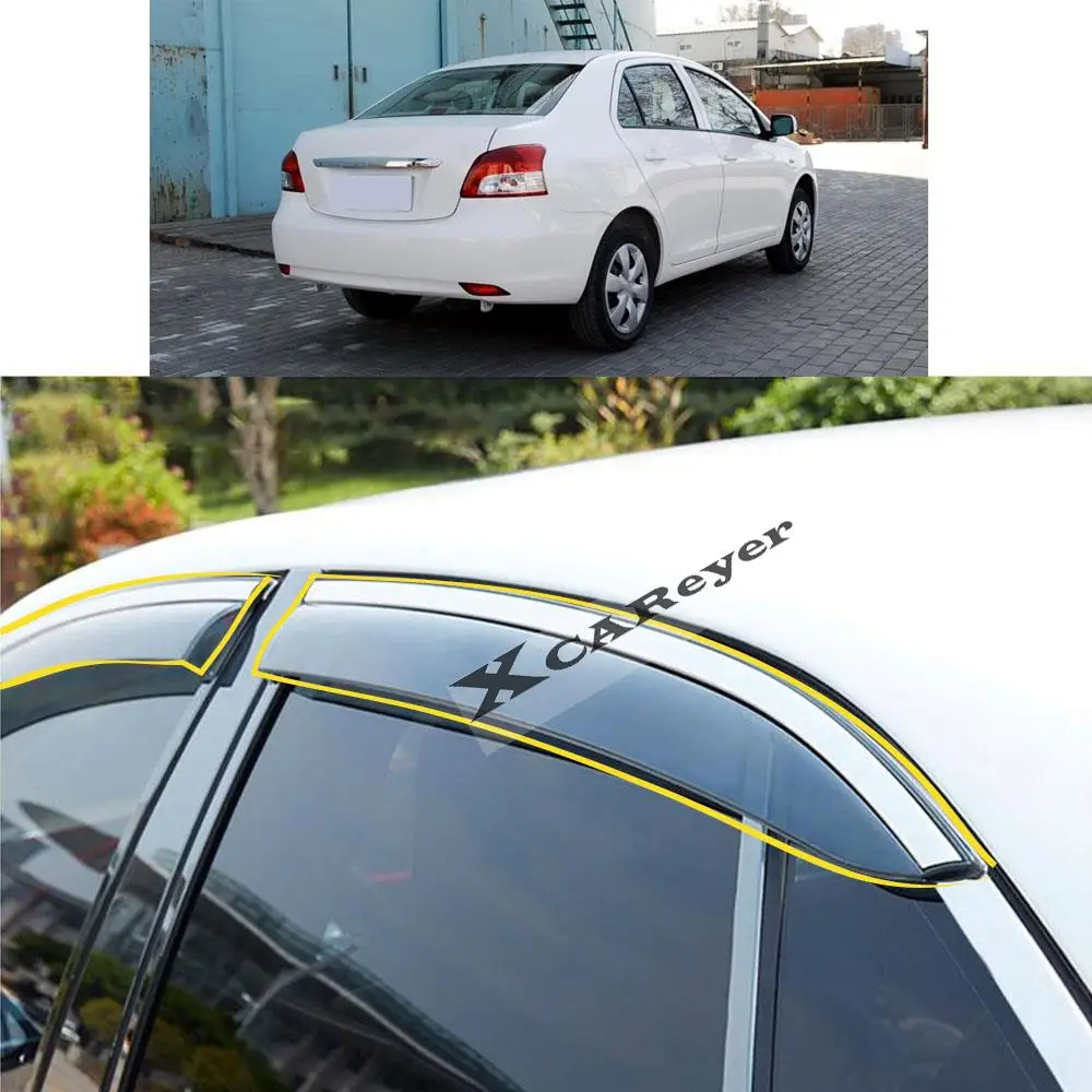

For TOYOTA Vios Yaris Sedan 2008 2009 2010 2012 2013 Car Styling Sticker Plastic Window Glass Wind Visor Rain/Sun Guard Vent