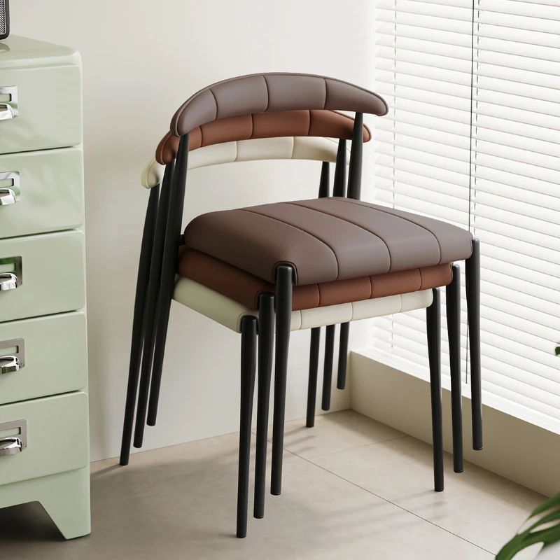 Scandinavian Modern Home Dining Chair Stacking Backrest Simple Luxury Designer Cow Corner Table And Chairs Set