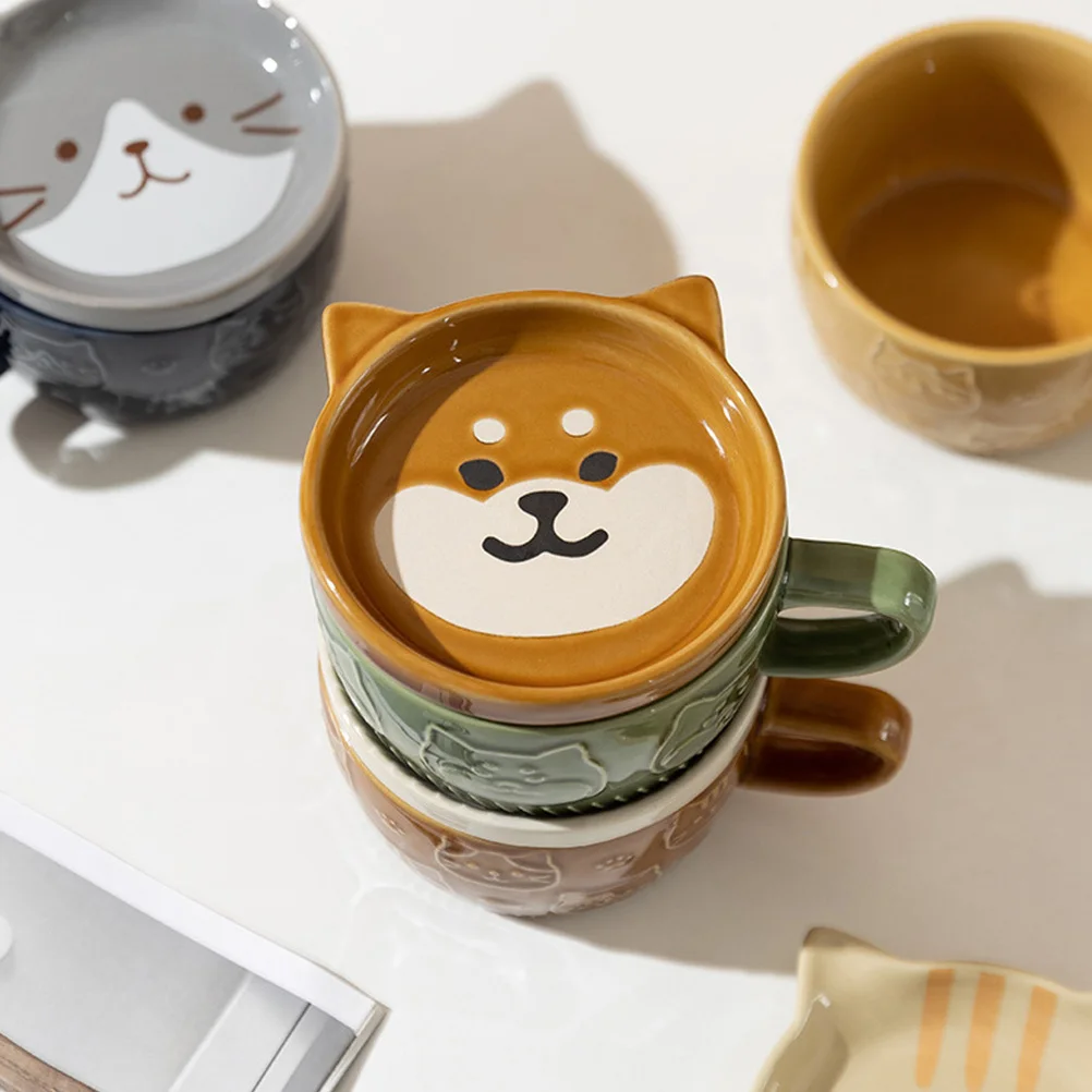 

Cat Ceramic Coffee Mug Cartoon Design Milk Tea Cup Comfortable Handle Easy Clean Unique Mug Ceramic Cup Cute Coffee Cups