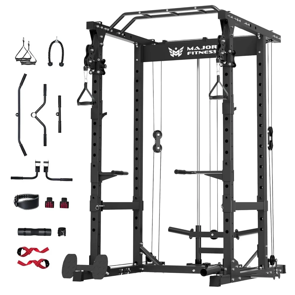All-in-One Home Gym Power Cage with Cable Crossover, LAT Pulldown, Squat Rack & Landmine, Heavy-Duty Strength Training, Custom