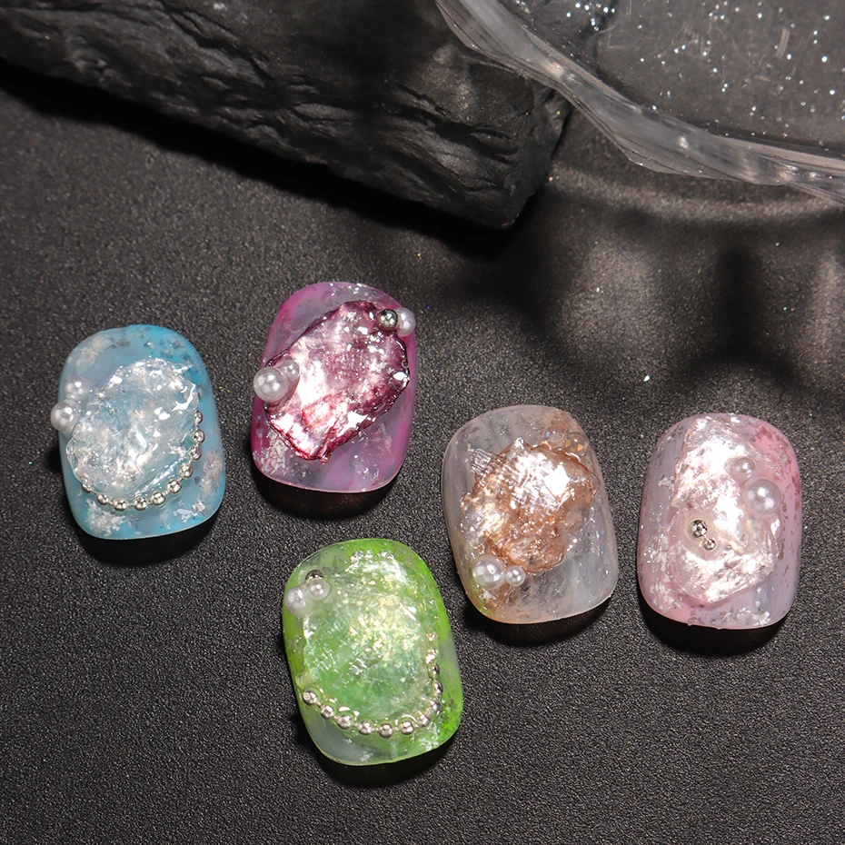 12 Gitter Seidenmatt-Muschelschalen-Flocken, schillernde dünne Muschelscheiben, Opal-Muschelfragmente, Nageldekoration, 3D-Glitzer-Pailletten für Maniküre – Detail 10