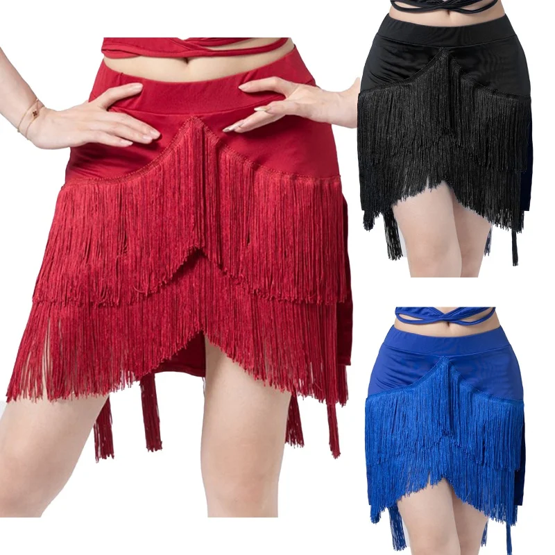 Damen Fransen Tanzrock Ballsaal Latin Salsa Tango Rock sexy Split Leg Shorts Rock Halloween Party kleid