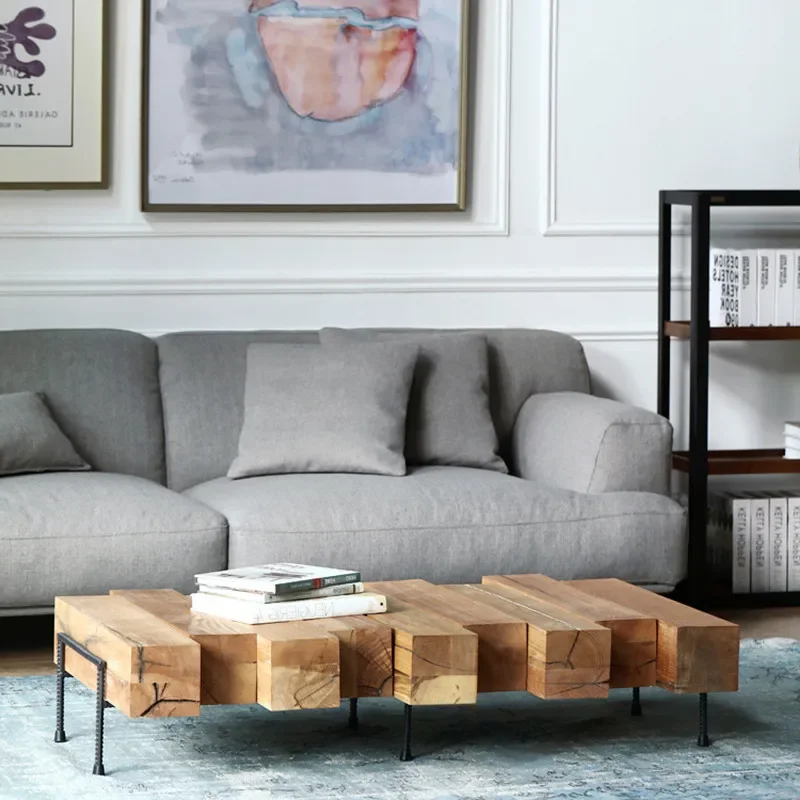 Nordic solid wood coffee table B & B home living room creative tea table retro tatami industrial style guest