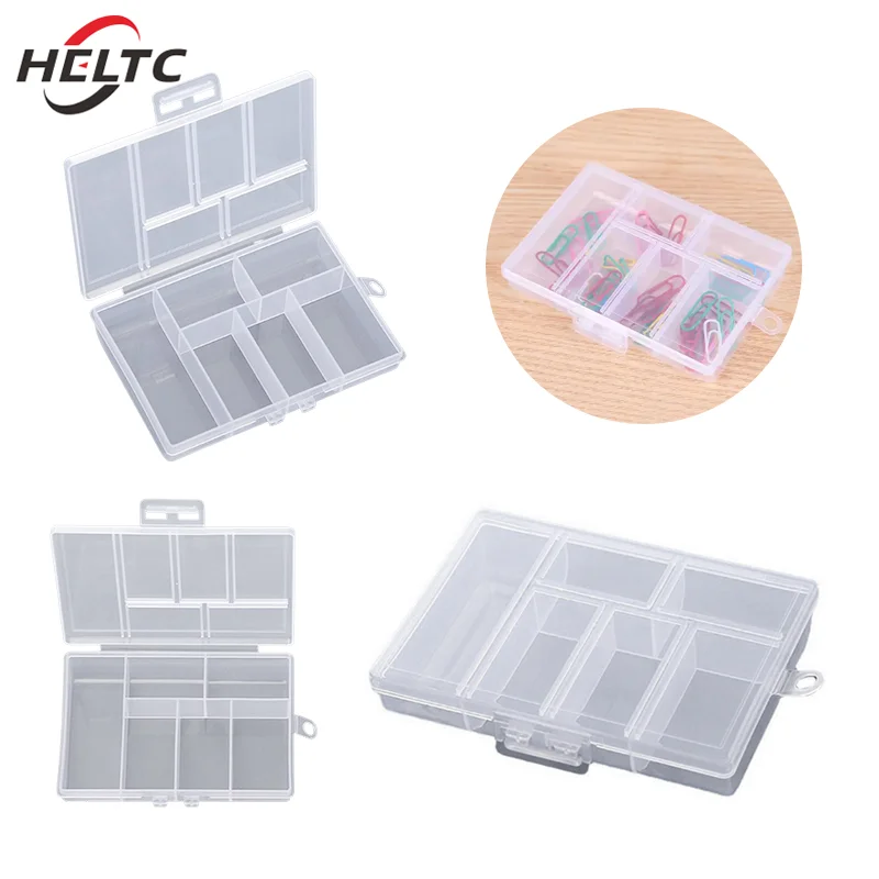 Transparent Portable Rectangle 6 Grids Storage Boxes For Buttons Beads Medicine Containers Case Jewelry Display Box