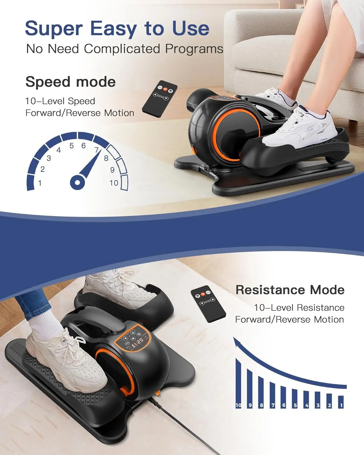 YOSUDA Under Desk Elliptical with 10 Level Resistances, Motorized Ellipse Leg Exerciser for Seniors Fully Assembled, Seated Peda