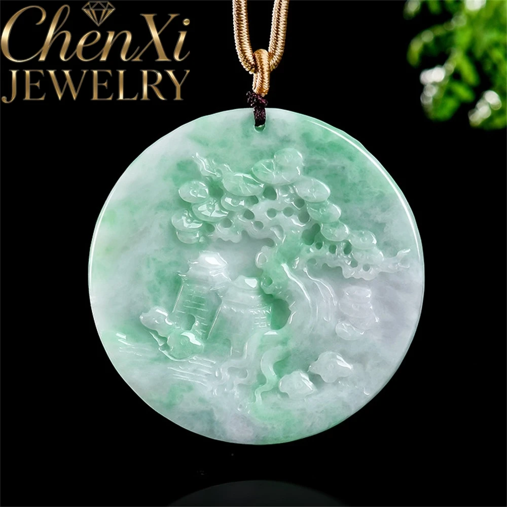

Authentic Natural Myanmar Ice-Grade Jadeite Emerald Embroidered Yunshan Pendant High-end Exquisite Fashion Quality Jewelry Gift