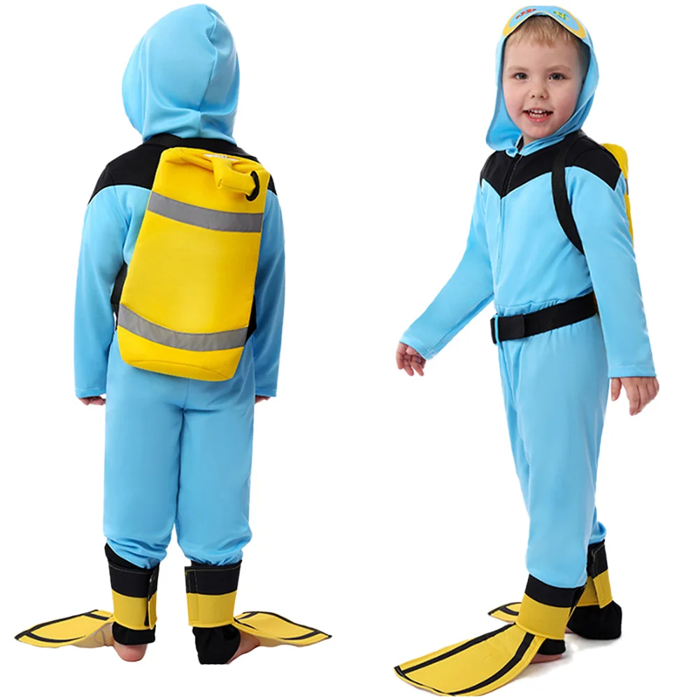 

Fancy Dress Diver Cosplay For Boys Girls Clothing Prop Halloween Cartoon Sea Stage Costume Teen 6 to 14 Years Party Outfits